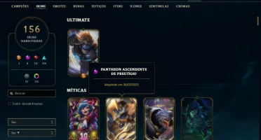 Conta Platina 4 com TODOS os champs e 156 Skins ( MAIN MID )