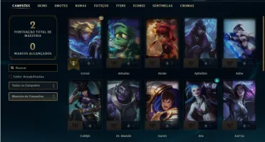 Conta bronze 2 com 27 Champ e 1 Skin + 10 Fragmentos de skin
