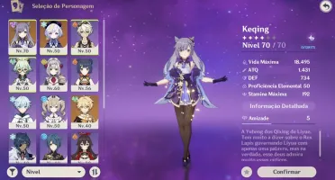 Genshin Impact - Conta com Keqing, Qiqi e Espinha Celestial.