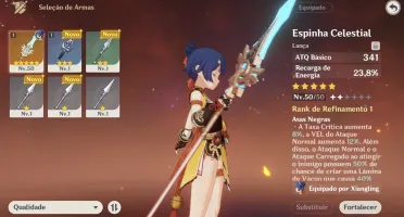 Genshin Impact - Conta com Keqing, Qiqi e Espinha Celestial.