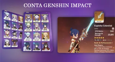 Genshin Impact - Conta com Keqing, Qiqi e Espinha Celestial.