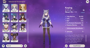Genshin Impact - Conta com Keqing, Qiqi e Espinha Celestial.