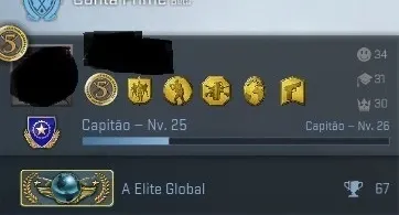 CS GO Prime Global, Level 61 na Steam, 13 Anos