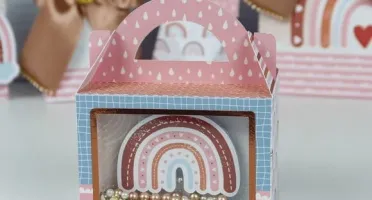 Caixa Surpresa Arco-Íris Boho com Visor