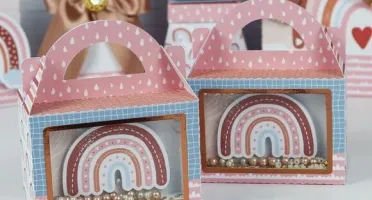 Caixa Surpresa Arco-Íris Boho com Visor