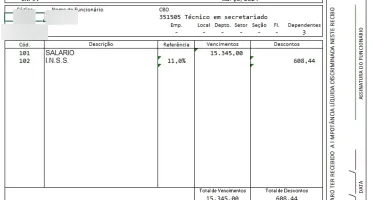 Modelo de Holerite / Contracheque / Planilha de Folha de Pag