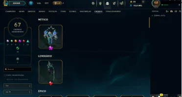 Conta de Lol com 158 skins e todos os champs