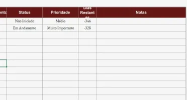 Planilha de Organização de Tarefa