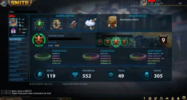 Conta SMITE lvl 158 com 552 skins