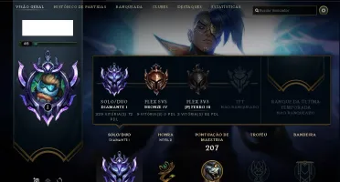 Conta league of legends diamante 1 57% win rate ótimo mmr