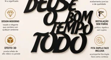 Quadro Deus é Bom o Tempo Todo em MDF 50 x 35 cm