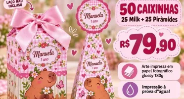 Kit 50 Caixinhas Personalizadas - 25 Milk e 25 Pirâmides