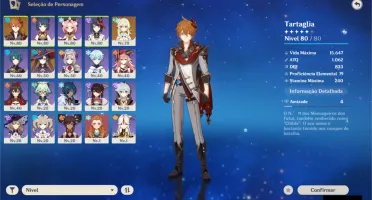 Rank de Aventura 49 / Nível de mundo 6 / 3 Personagens 5⭐