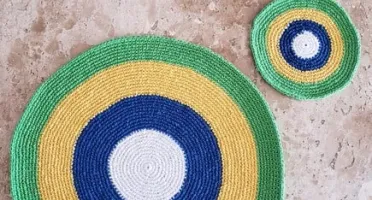 Kit Sousplat e Porta Copo Brasil em Crochê