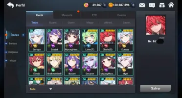 Conta do Grand Chase Mobile lev 86
