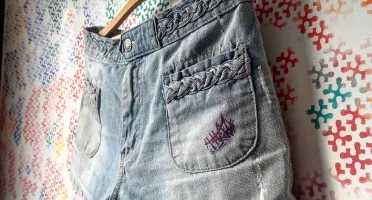 Short jeans THArt Rosa customizado