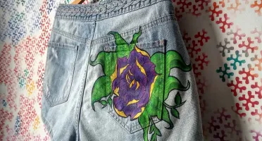 Short jeans THArt Rosa customizado