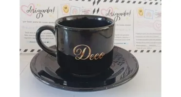 Kits Xícara e Pires Pretos Personalizados