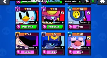 Conta brawl stars vários brawlers lv10