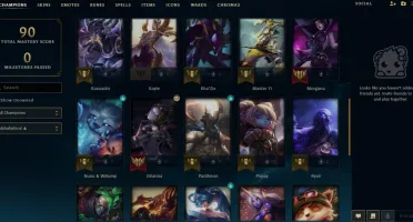 Conta LoL Platina 1 - 88% winrate - 38 Champ - 6 skins