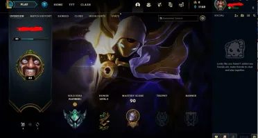 Conta LoL Platina 1 - 88% winrate - 38 Champ - 6 skins