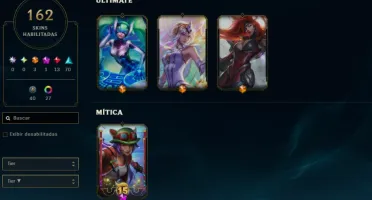 Conta de LoL LVL 460 Prata 162 skins, 475 reais