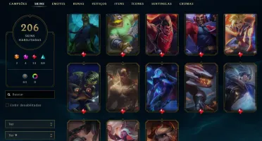 Conta lol nível 353 com 206 skins - 2 ultimate / 4 míticas