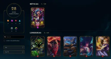 Conta LOL - 28 skins - 36 champs - lvl 52 - md10 2 partidas