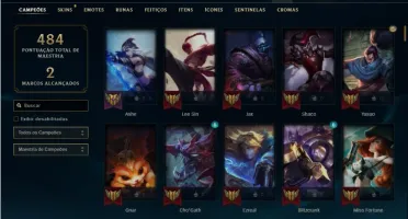 Conta unranked com 150 champs e 67 Skins