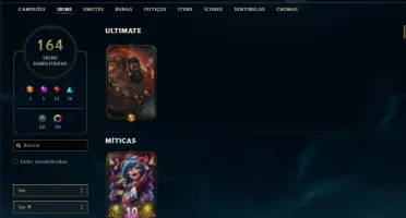 Platina 4 com TODOS os champs e 164 Skins ( MAIN MID )