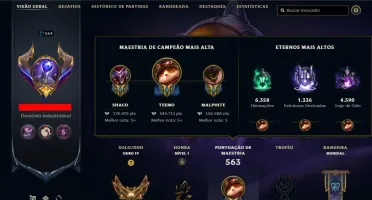 Conta LOL Ouro 4, 166 Skins Level 564, Prestigios Borda etc