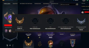 Conta LOL Ouro 4, 166 Skins Level 564, Prestigios Borda etc