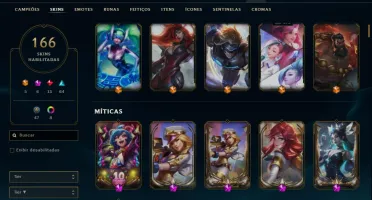 Conta LOL Ouro 4, 166 Skins Level 564, Prestigios Borda etc