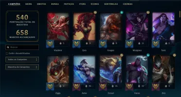 Conta ouro 4 com TODOS os champs e 148 skins