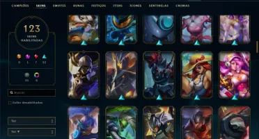 Conta unranked com 123 skins e TODOS os champs