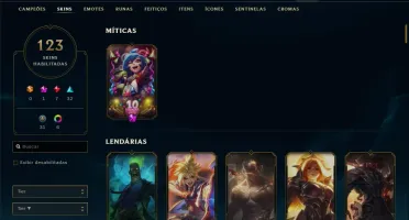 Conta unranked com 123 skins e TODOS os champs