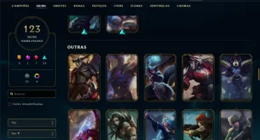 Conta unranked com 123 skins e TODOS os champs