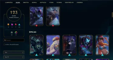 Conta unranked com 123 skins e TODOS os champs