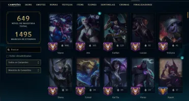 Platina 4 com TODOS os Champs e 254 Skins ( MAIN ADC )