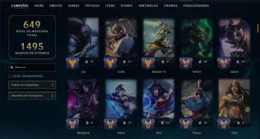 Platina 4 com TODOS os Champs e 254 Skins ( MAIN ADC )