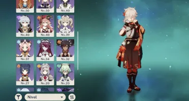 Ar48. Kazuha, Raiden, Eula, Diluc c1, Mona e espinha