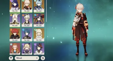 Ar48. Kazuha, Raiden, Eula, Diluc c1, Mona e espinha