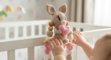 Enfeite Berço Amigurumi Coelhinho Coração Artesanal Bebê