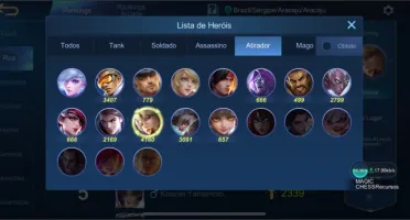 Conta Mobile Legends Ex-Glória Mitica +800 pts+Top BR Kimmy