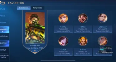 Conta Mobile Legends Ex-Glória Mitica +800 pts+Top BR Kimmy
