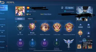 Conta Mobile Legends Ex-Glória Mitica +800 pts+Top BR Kimmy