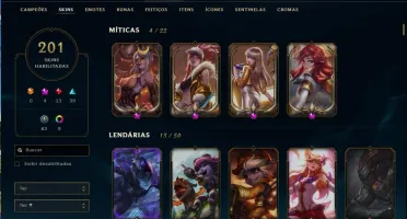 Conta LoL Gold IV Diversas skins e icones.