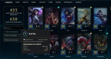 Conta ouro 2 com TODOS os champs e 117 Skins + 1300 RP