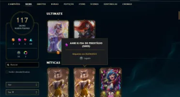 Conta ouro 2 com TODOS os champs e 117 Skins + 1300 RP