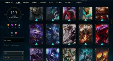 Conta ouro 2 com TODOS os champs e 117 Skins + 1300 RP
